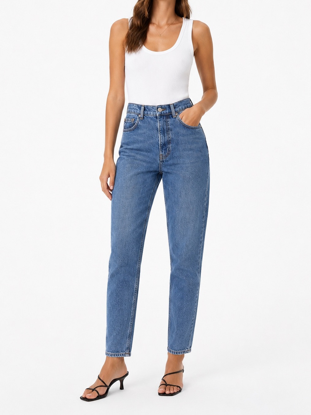 Reformation High & Skinny Crop Size 26 Medium Wash Organic Cotton Stretch Denim